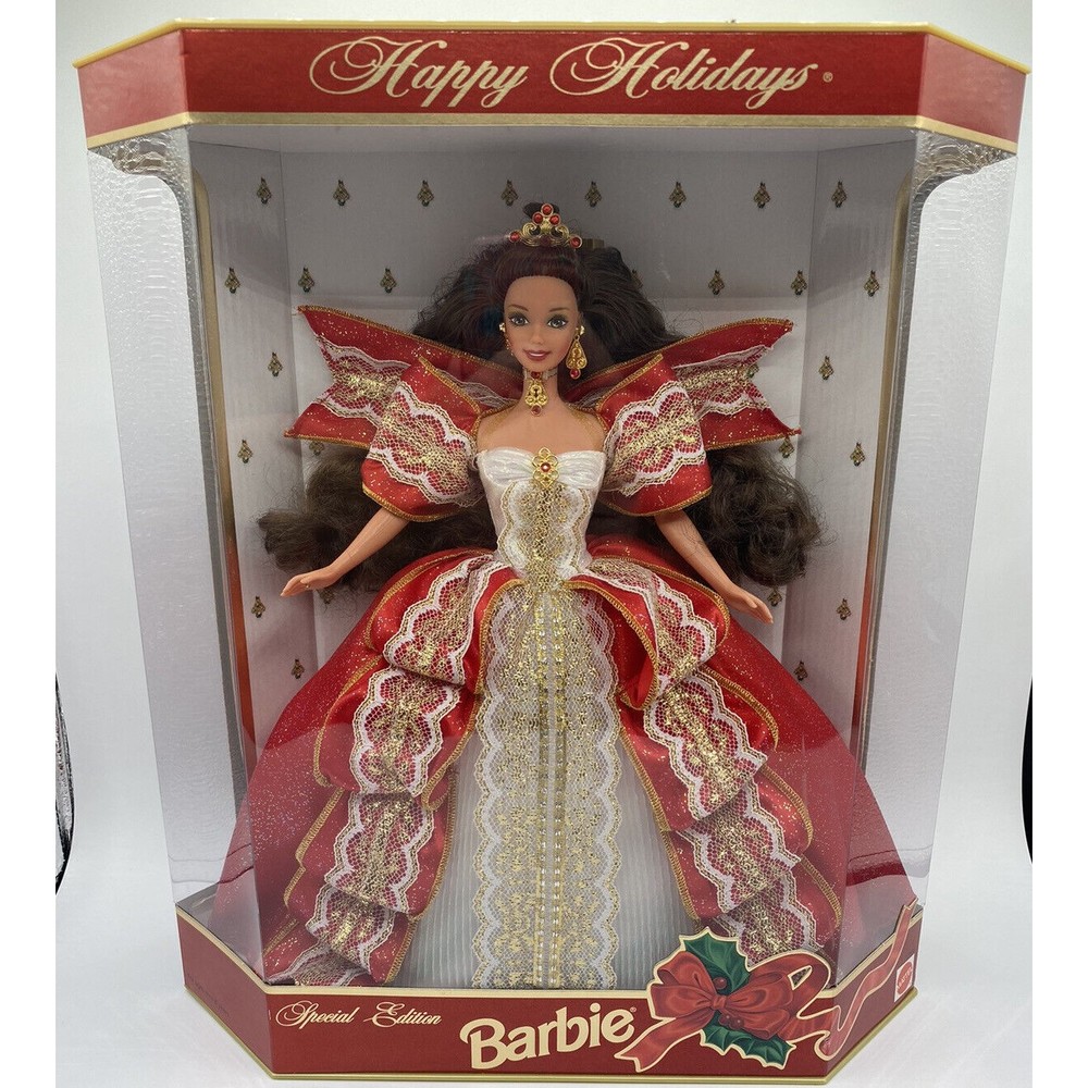 Mattel - Barbie‎ Doll - 1997 Happy Holidays Brunette *NON-MINT BOX*